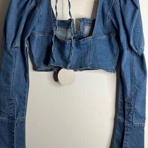 Rehab Lab Stylish Blue Denim Crop Top